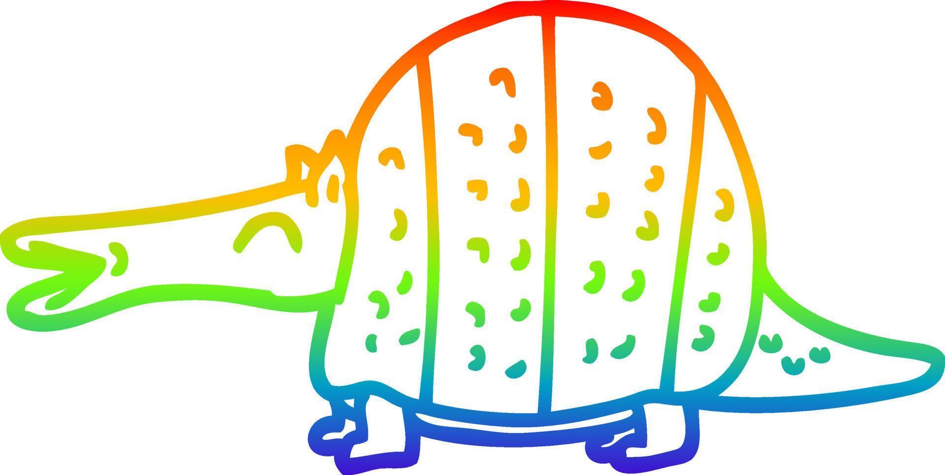 rainbow gradient line drawing cartoon armadillo vector