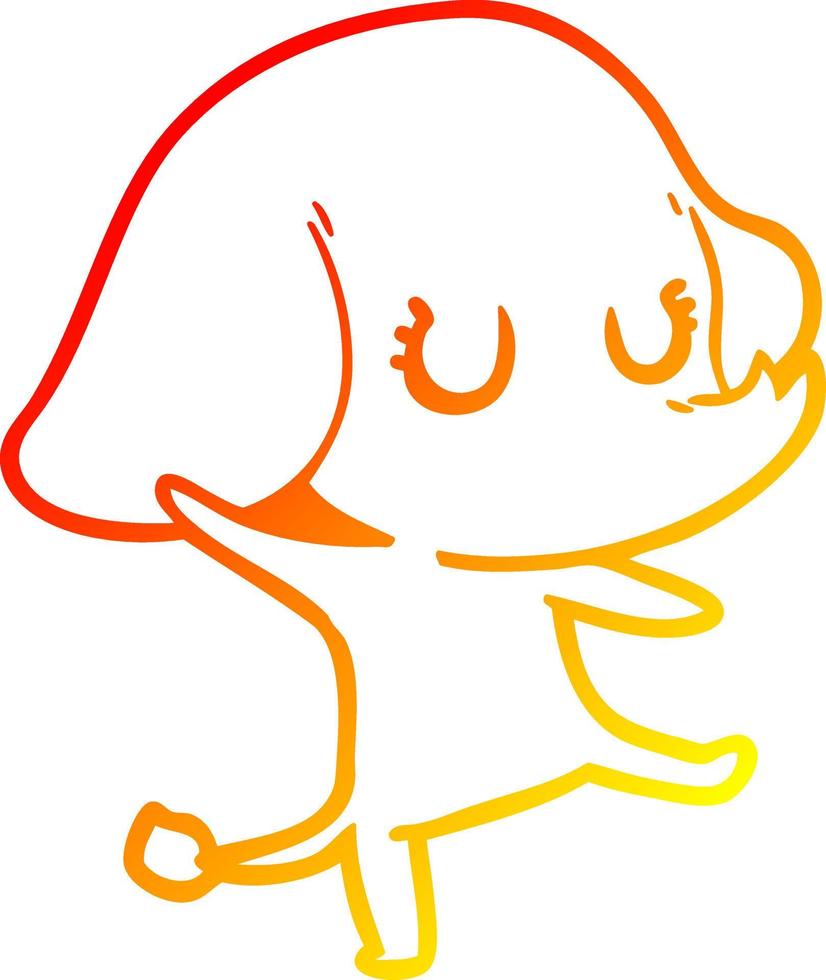 warm gradient line drawing cute cartoon elephant vector