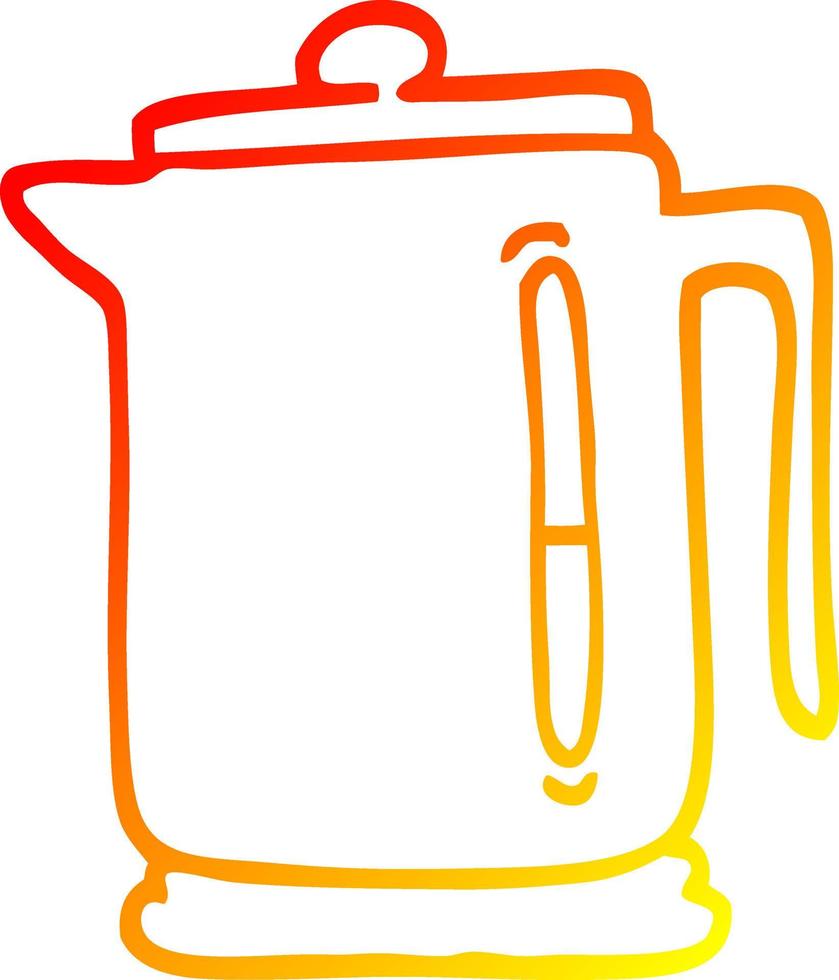 warm gradient line drawing cartoon kettle vector