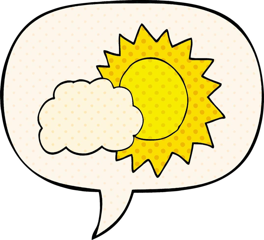 cartoon weather and speech bubble in comic book style vector