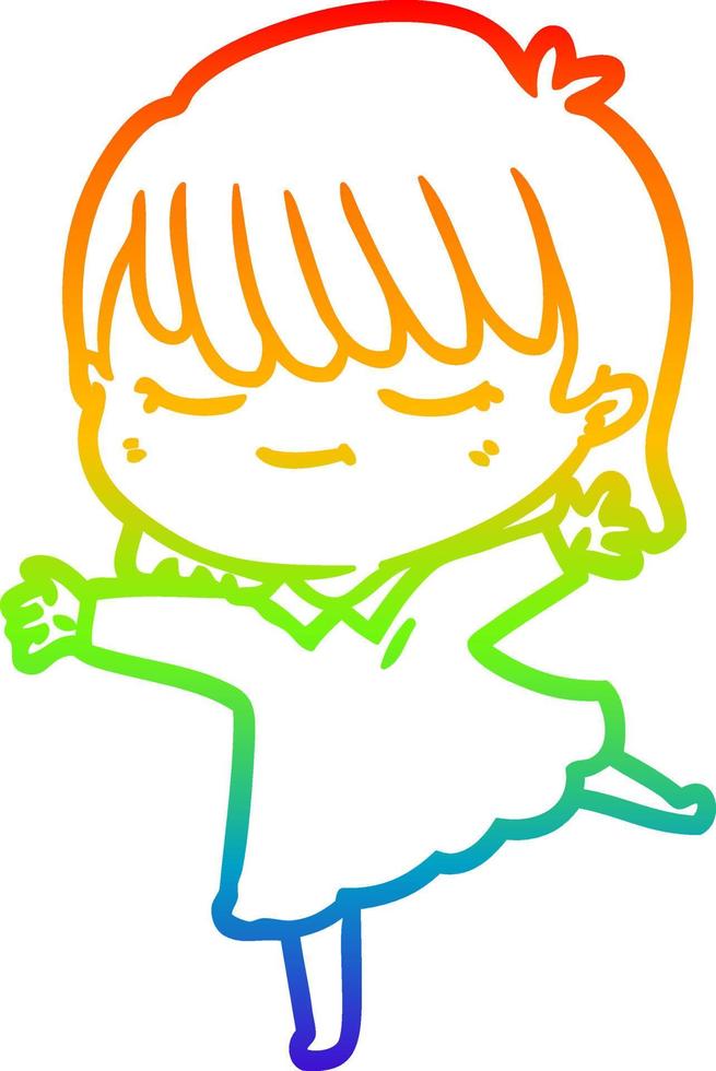 rainbow gradient line drawing cartoon woman vector