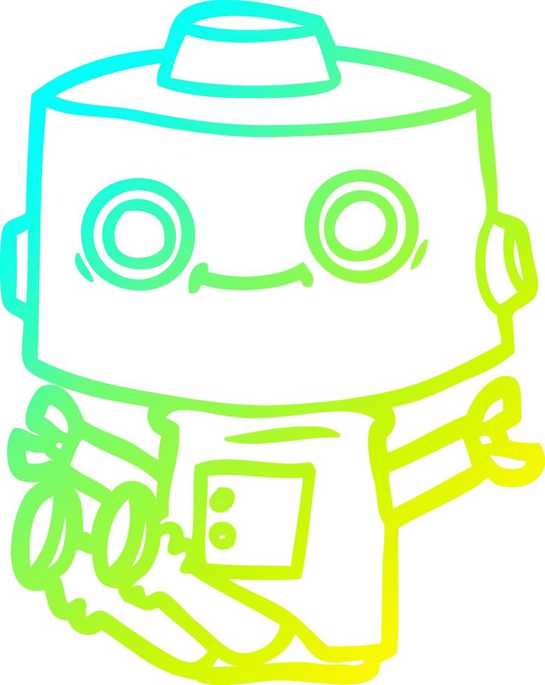 cold gradient line drawing cartoon robot vector