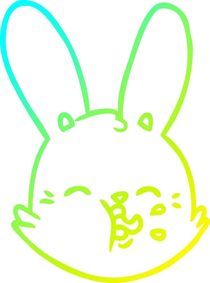 cold gradient line drawing cartoon funny rabbit face vector