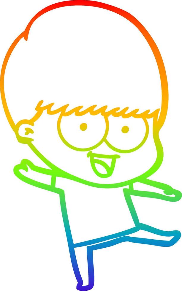 rainbow gradient line drawing happy cartoon boy vector