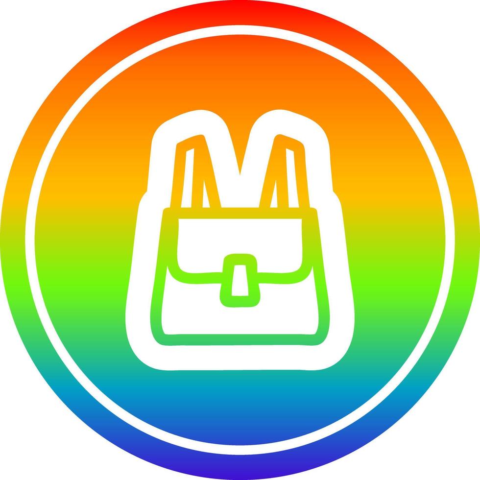 mochila escolar circular en el espectro del arco iris vector