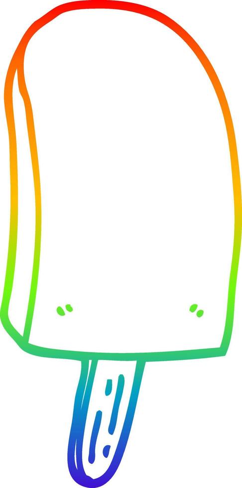 rainbow gradient line drawing cartoon ice lolly vector