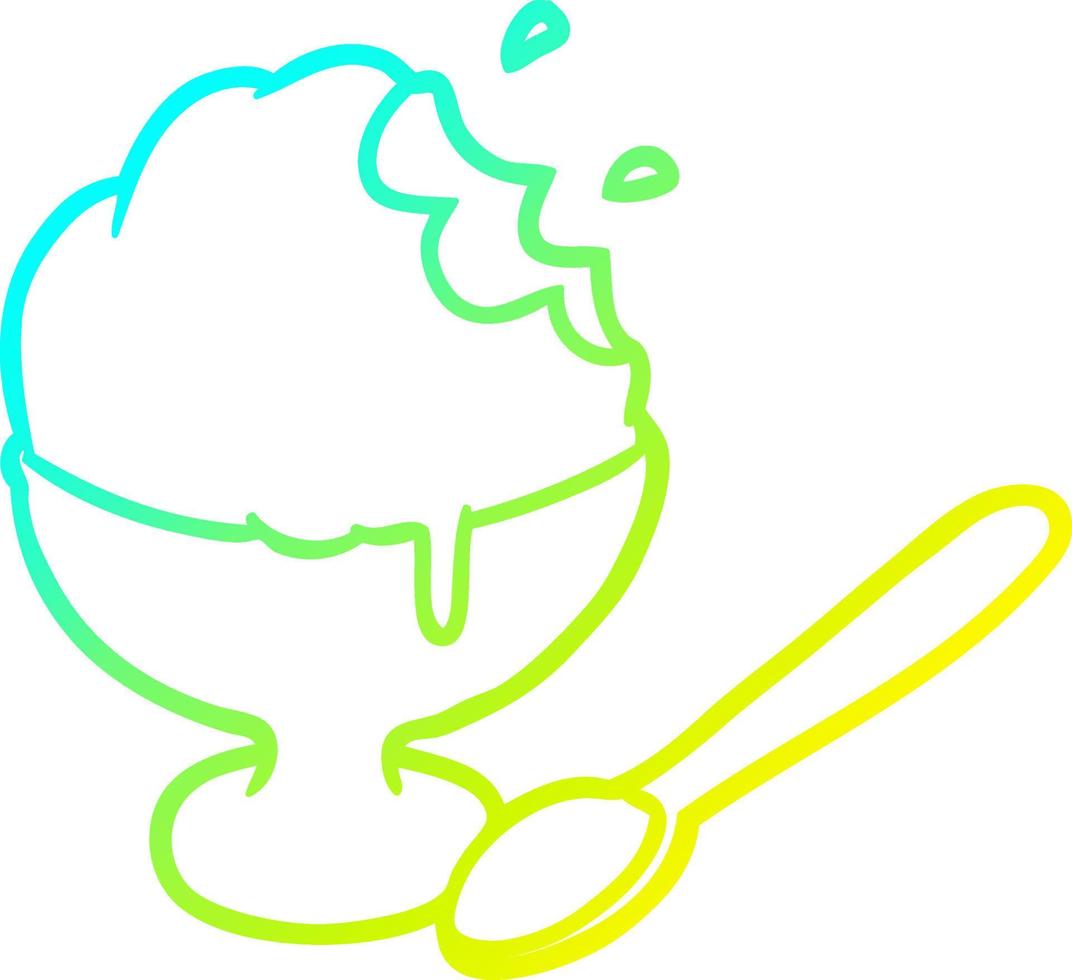 cold gradient line drawing ice cream dessert in bowl vector