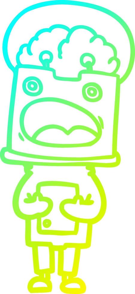 cold gradient line drawing cartoon robot vector