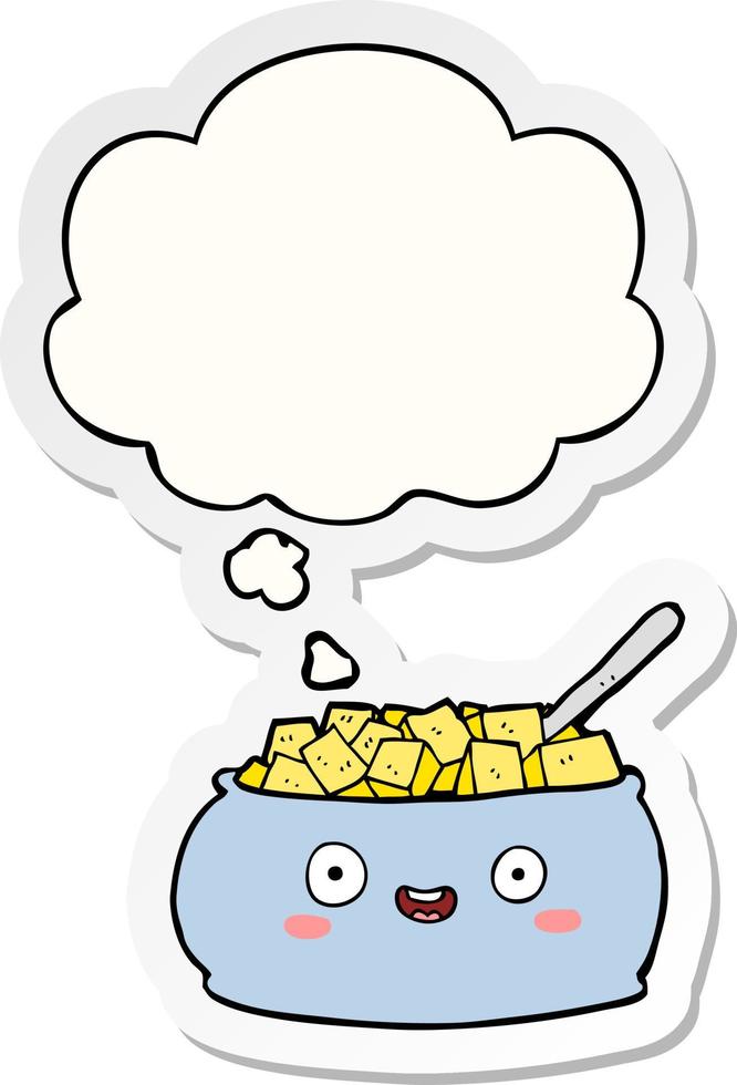 cute cartoon bowl of sugar and thought bubble as a printed sticker vector