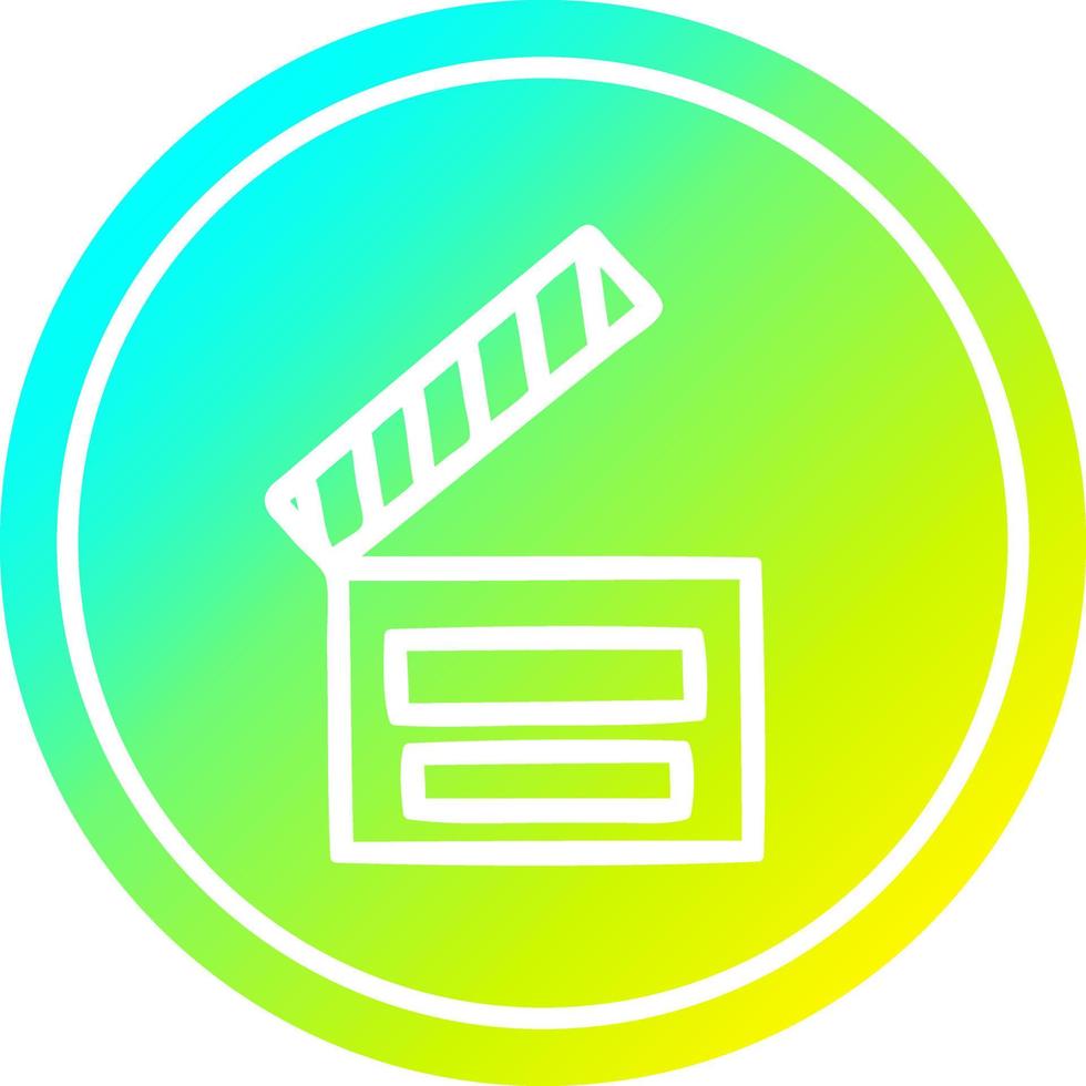 movie clapper board circular in cold gradient spectrum vector