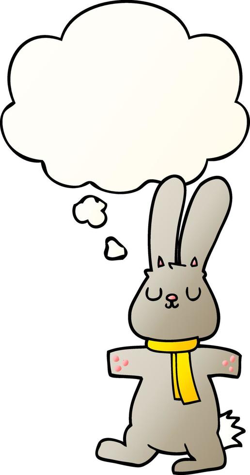 cartoon rabbit and thought bubble in smooth gradient style vector