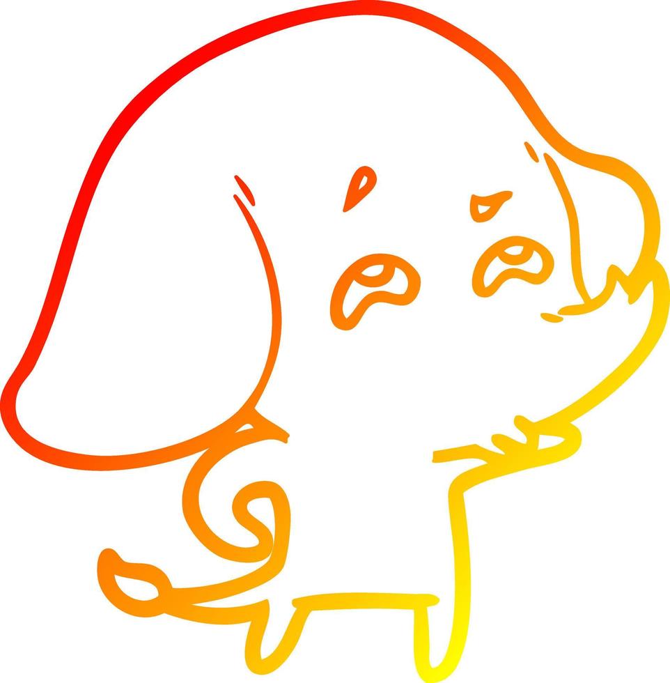 warm gradient line drawing cartoon elephant remembering vector