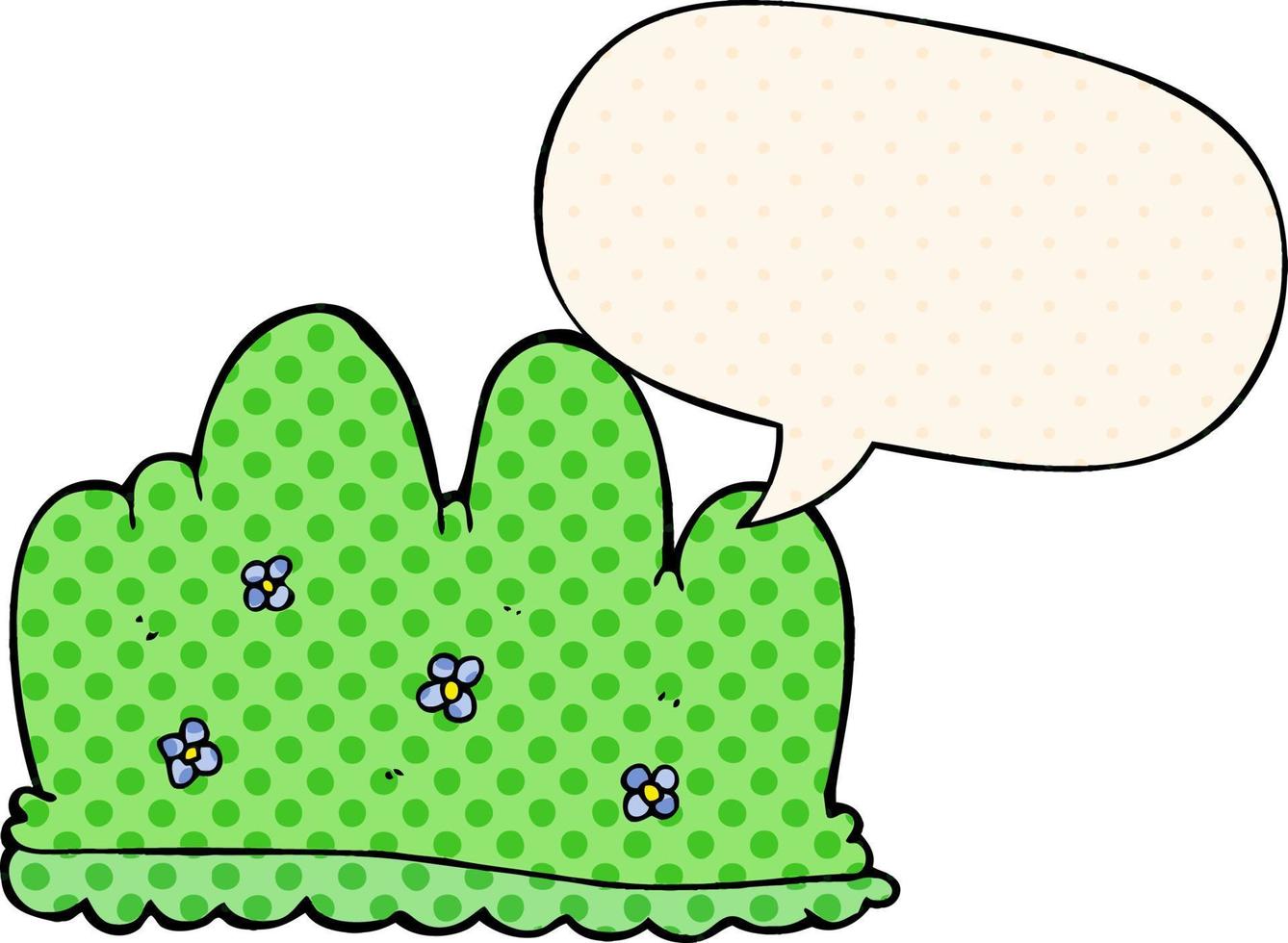 cartoon hedge and speech bubble in comic book style vector