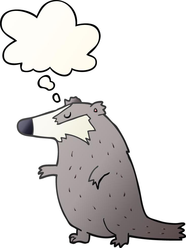 cartoon badger and thought bubble in smooth gradient style vector