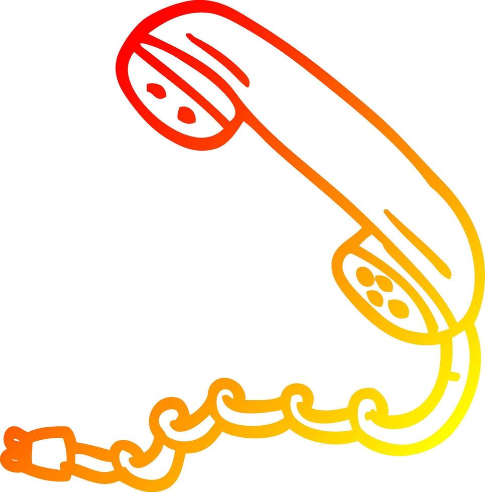 warm gradient line drawing cartoon phone handset vector