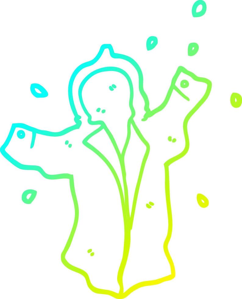 cold gradient line drawing cartoon wet rain coat vector
