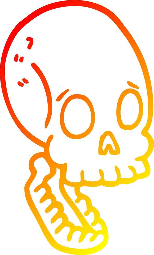 warm gradient line drawing cartoon skull vector