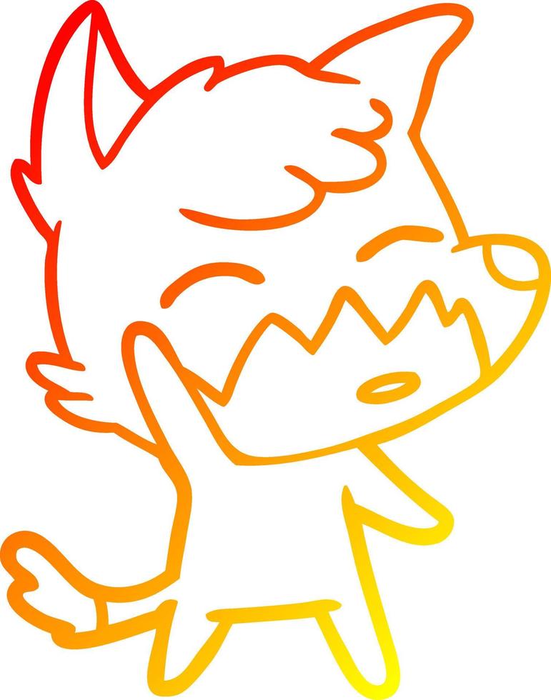 warm gradient line drawing cartoon fox vector