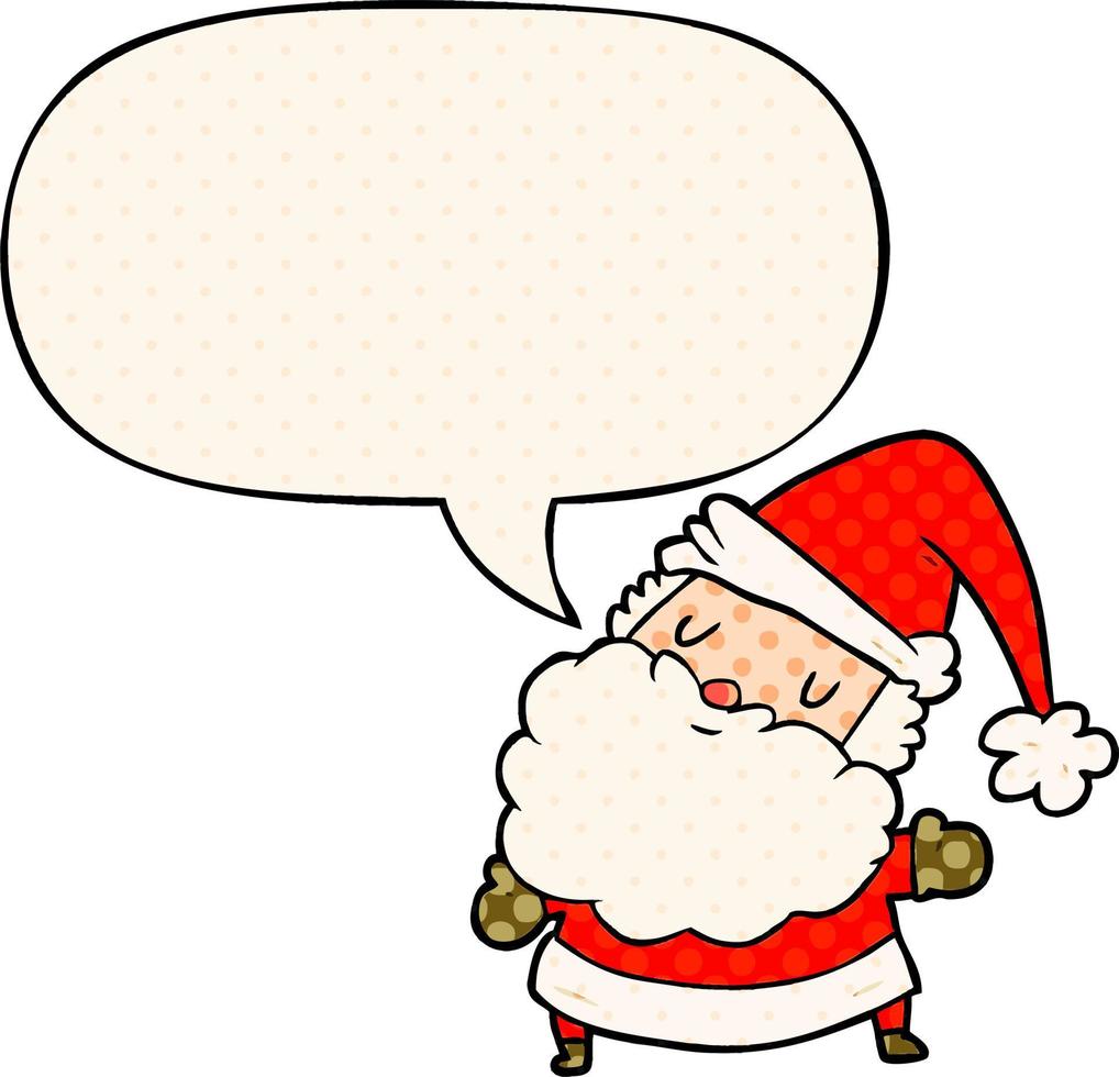 cartoon santa claus and speech bubble in comic book style vector