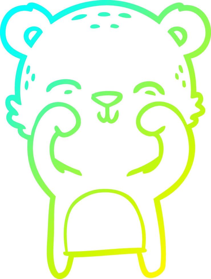 cold gradient line drawing happy cartoon bear vector
