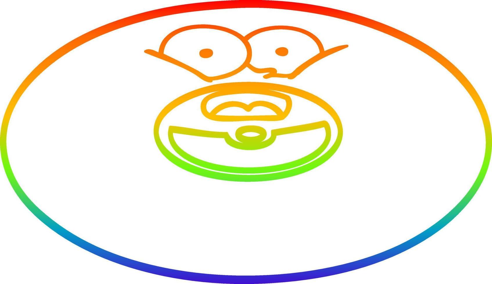 rainbow gradient line drawing cartoon old vinyl record vector