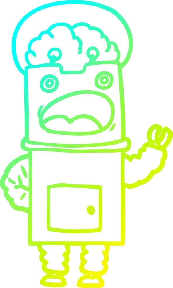 cold gradient line drawing cartoon robot vector