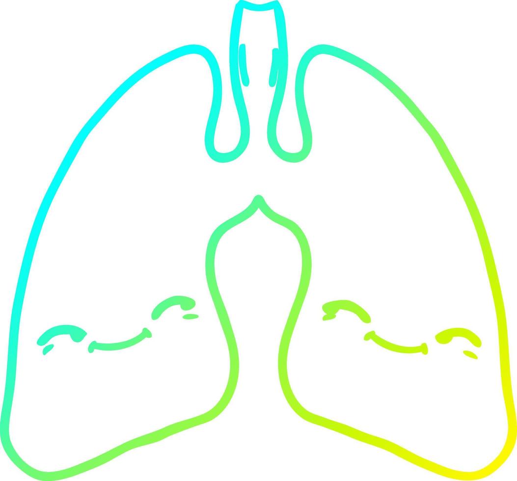 cold gradient line drawing cartoon lungs vector