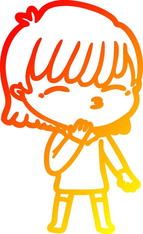 warm gradient line drawing cartoon woman vector