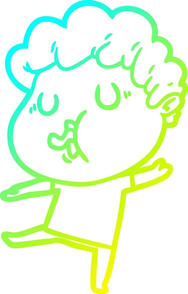 cold gradient line drawing cartoon man singing vector