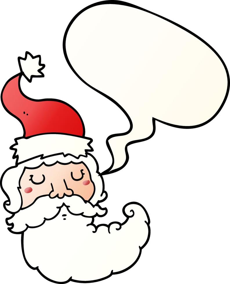 cartoon santa face and speech bubble in smooth gradient style vector