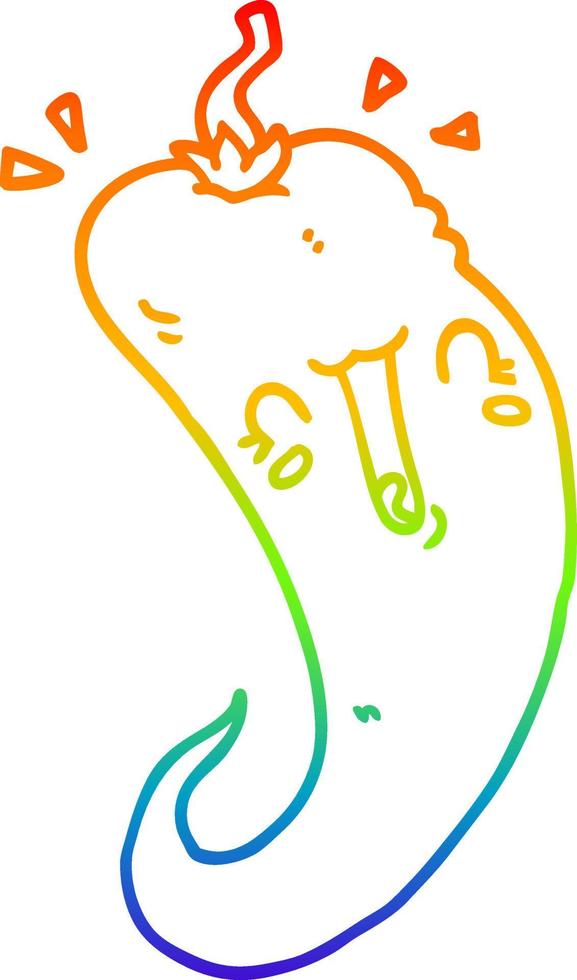 rainbow gradient line drawing cartoon chili pepper vector