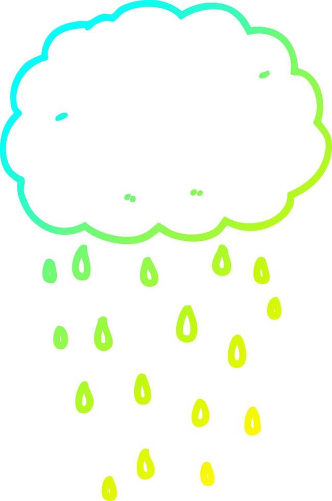 cold gradient line drawing cartoon rain cloud vector