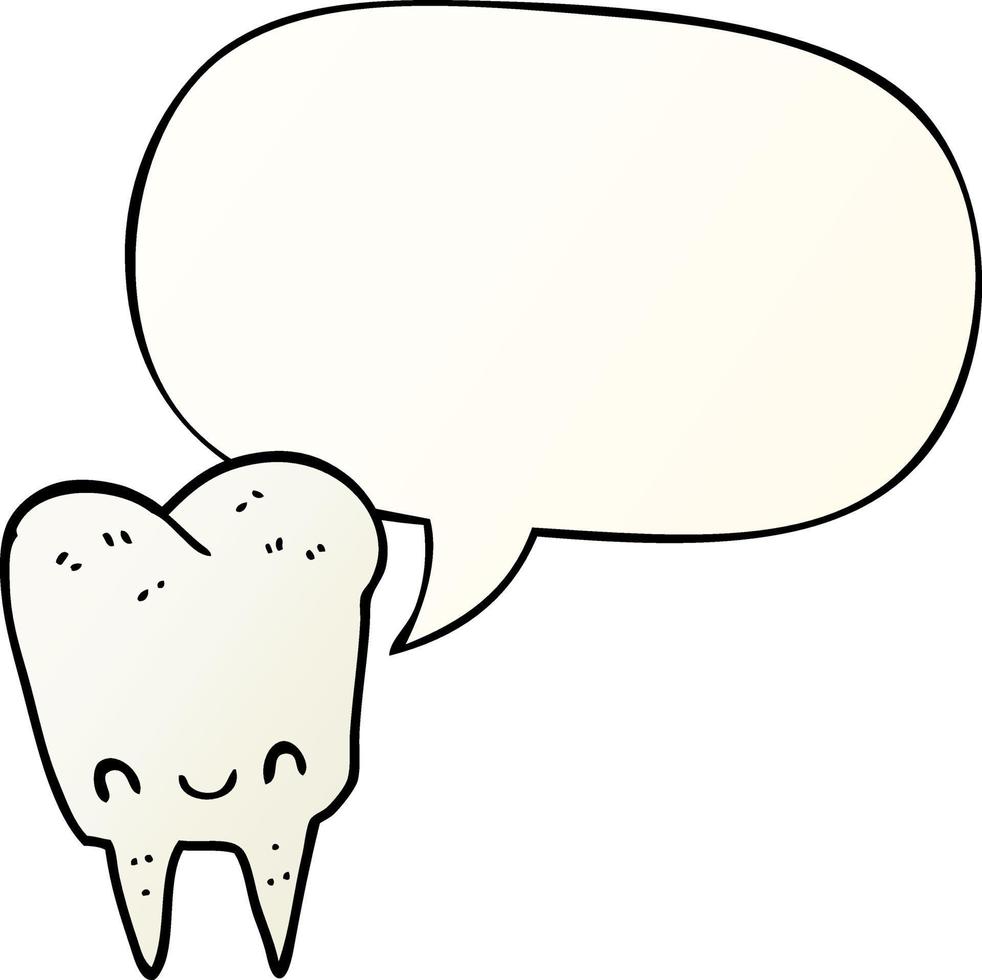 cartoon tooth and speech bubble in smooth gradient style vector