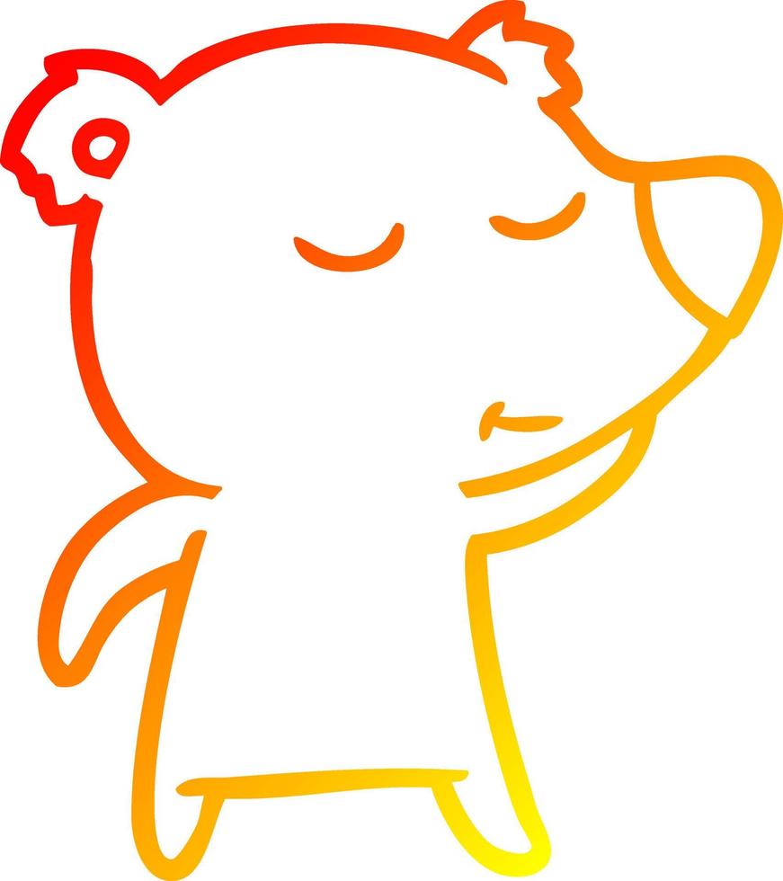 warm gradient line drawing happy cartoon bear vector