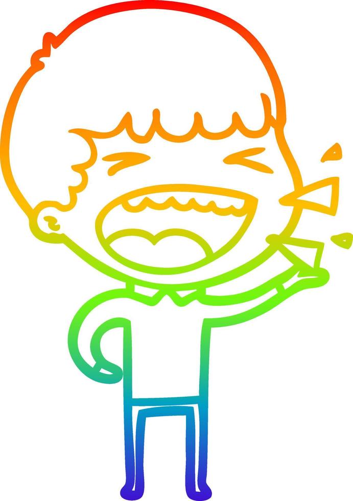 rainbow gradient line drawing cartoon laughing man vector