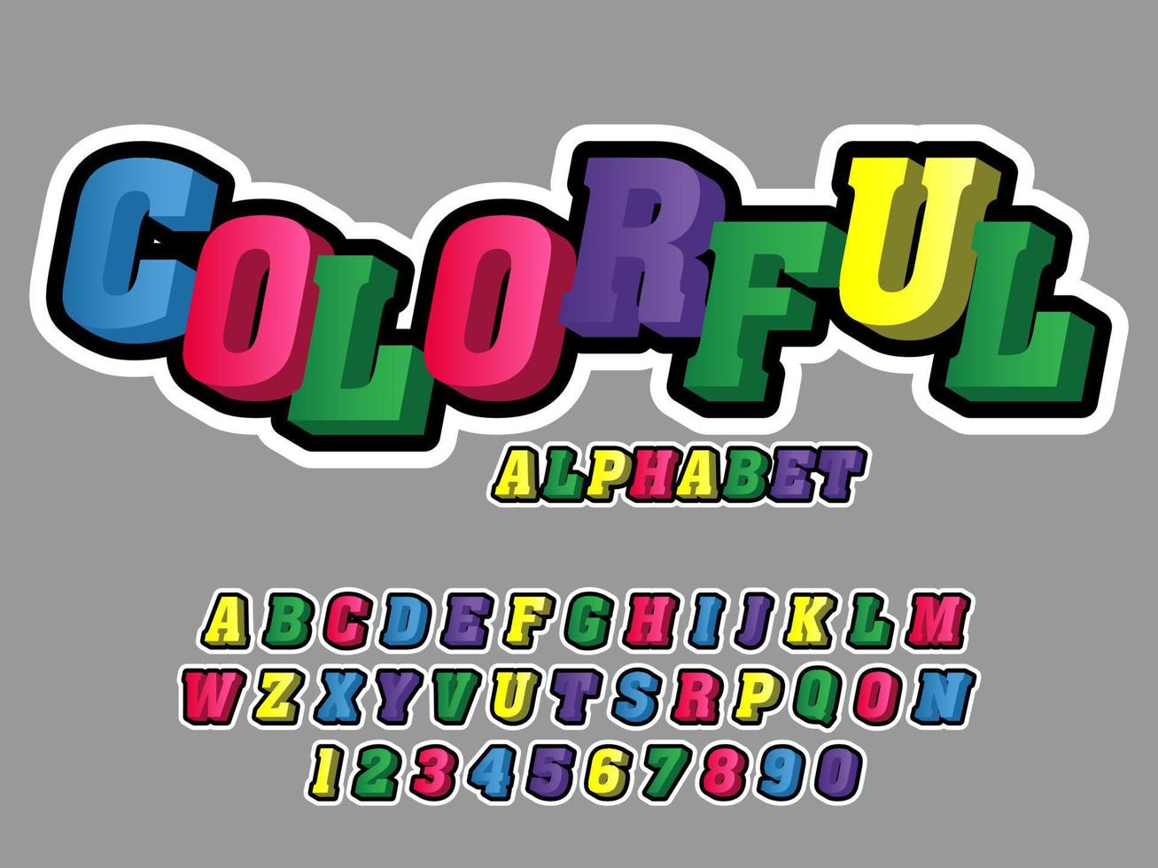 alphabet kids font style. Vector illustration. Isolated on white background
