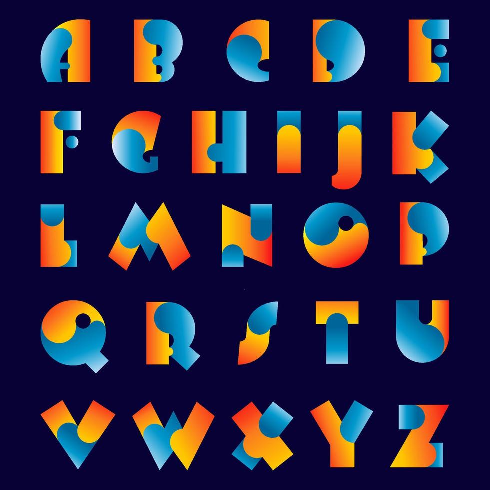 modern colorful alphabet letter and font vector