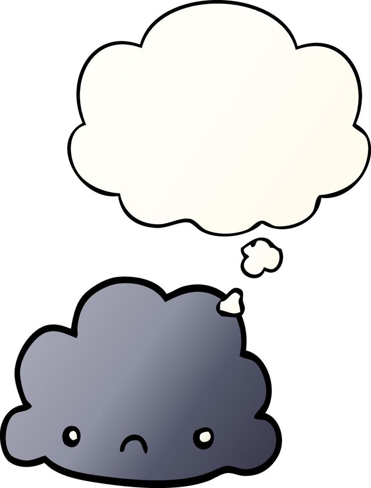 cartoon cloud and thought bubble in smooth gradient style vector