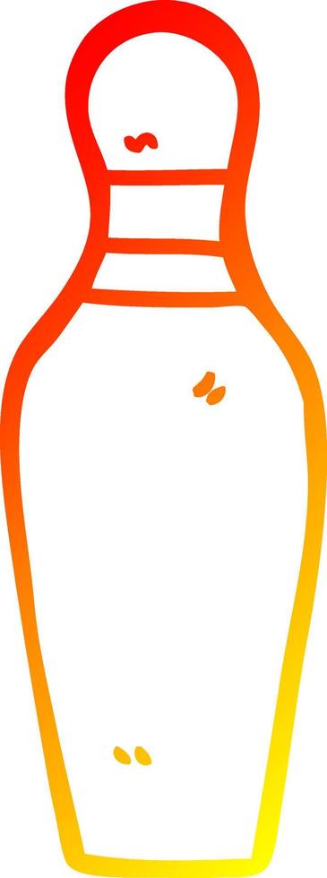 warm gradient line drawing cartoon bowling pin vector