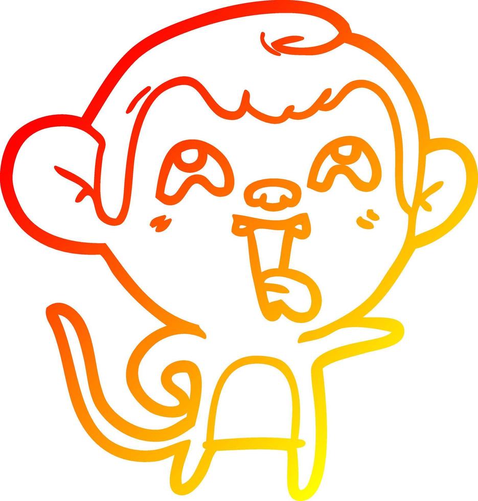 warm gradient line drawing crazy cartoon monkey vector
