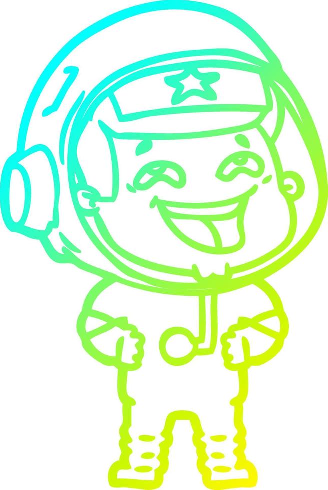 cold gradient line drawing cartoon laughing astronaut vector