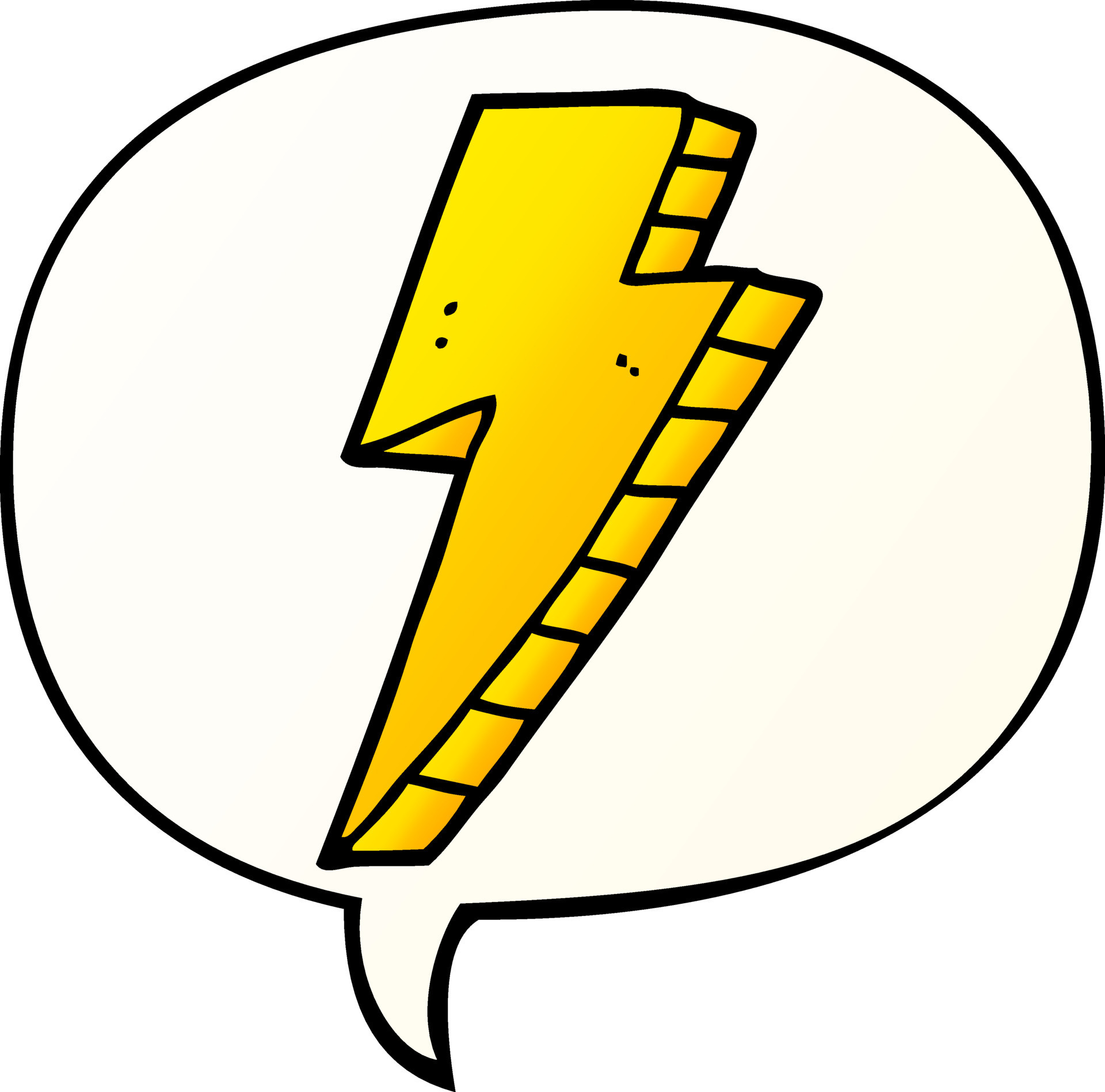 cartoon lightning bolt and speech bubble in smooth gradient style 8837315 Vector Art at Vecteezy