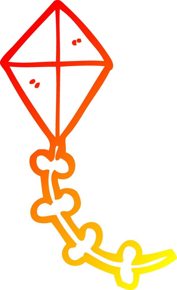 warm gradient line drawing cartoon kite vector