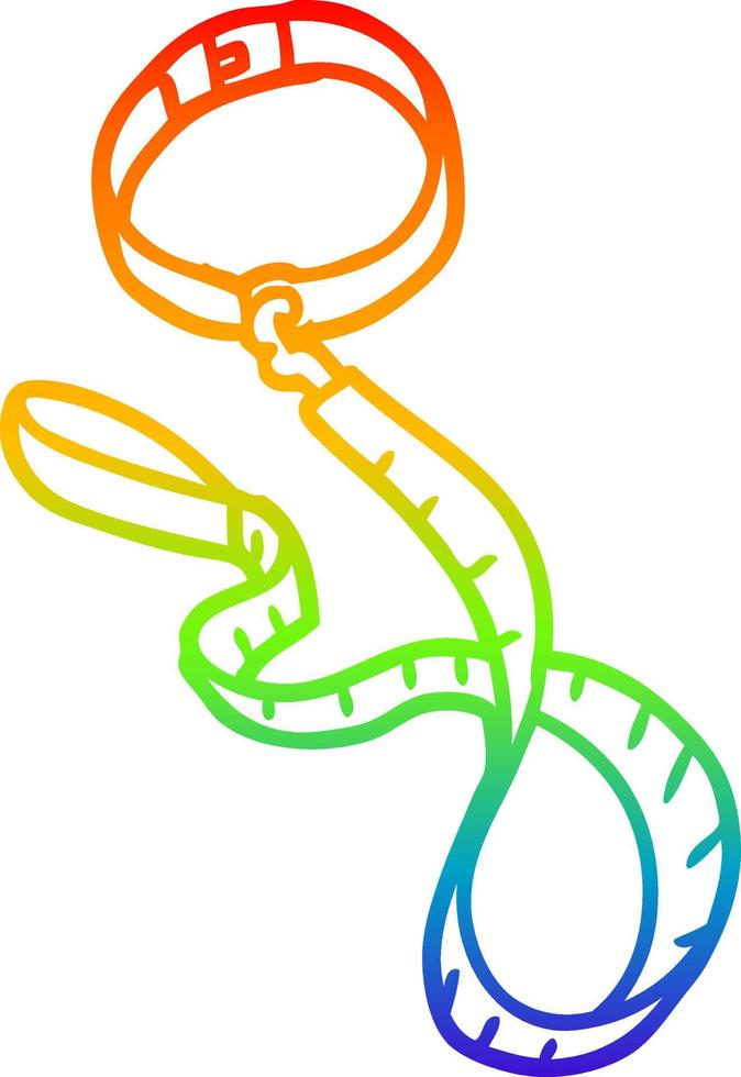 rainbow gradient line drawing cartoon dog collar and leash vector