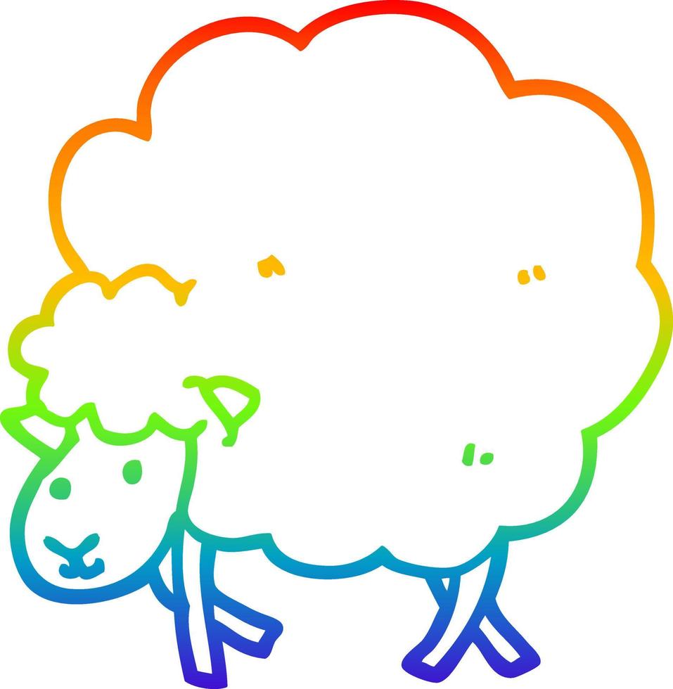 rainbow gradient line drawing cartoon sheep vector