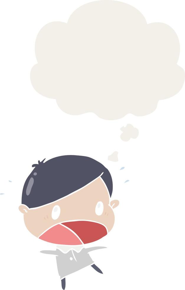 cartoon shocked man and thought bubble in retro style vector