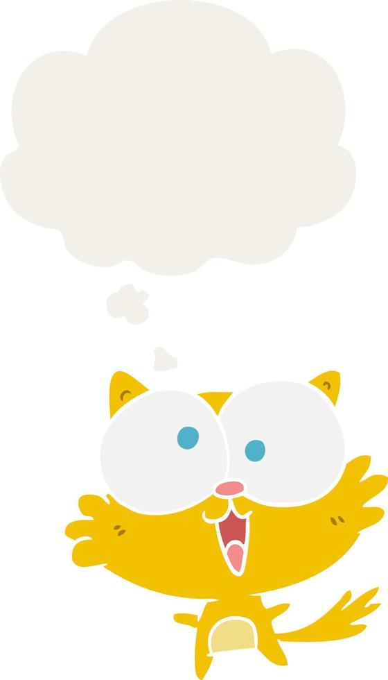 crazy cartoon cat and thought bubble in retro style vector