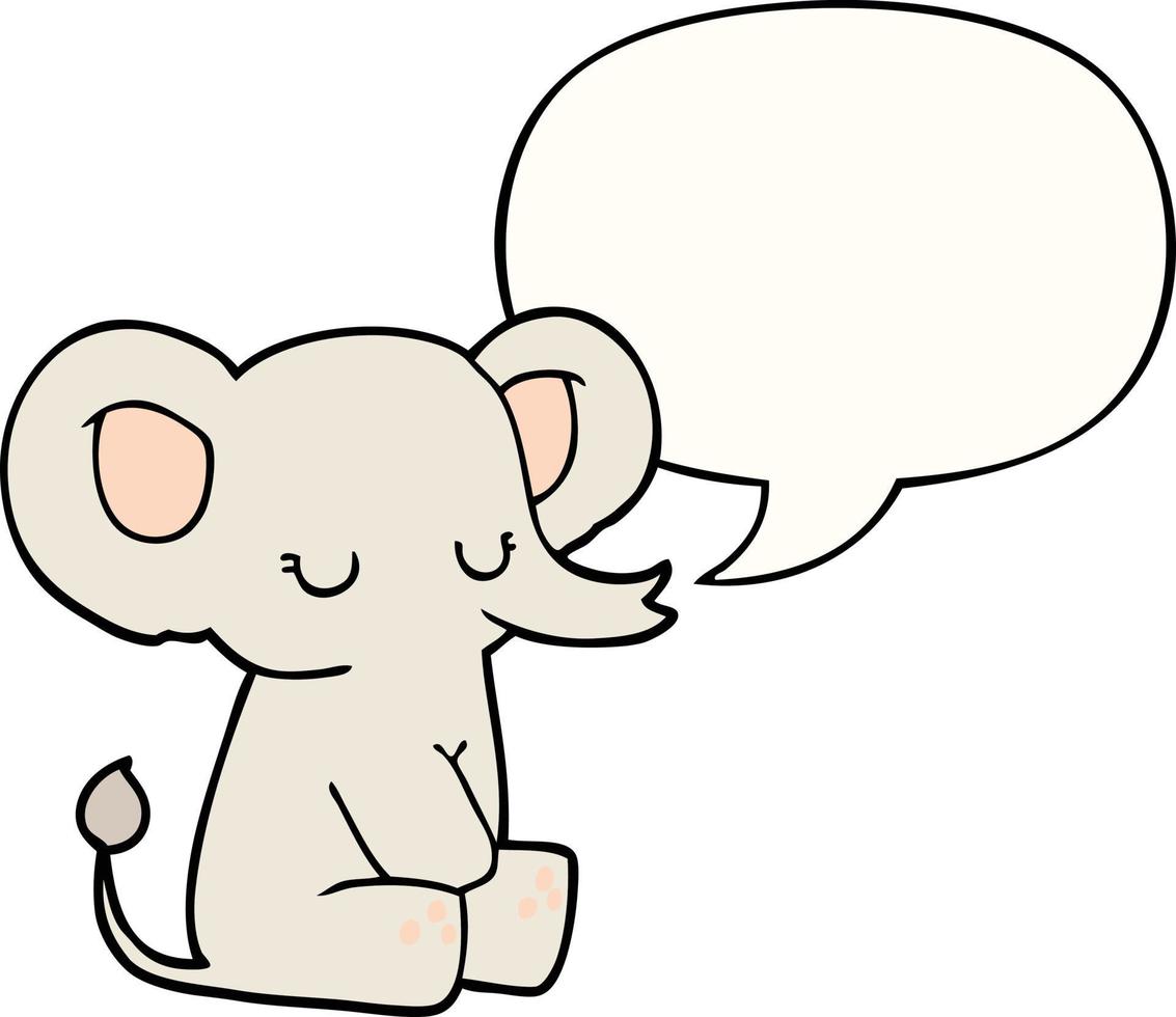 caricatura, elefante, y, burbuja del discurso vector