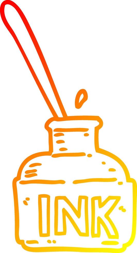 warm gradient line drawing cartoon ink bottle vector