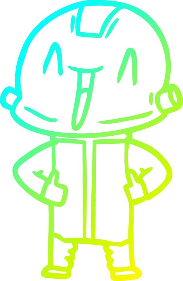 cold gradient line drawing cartoon robot vector